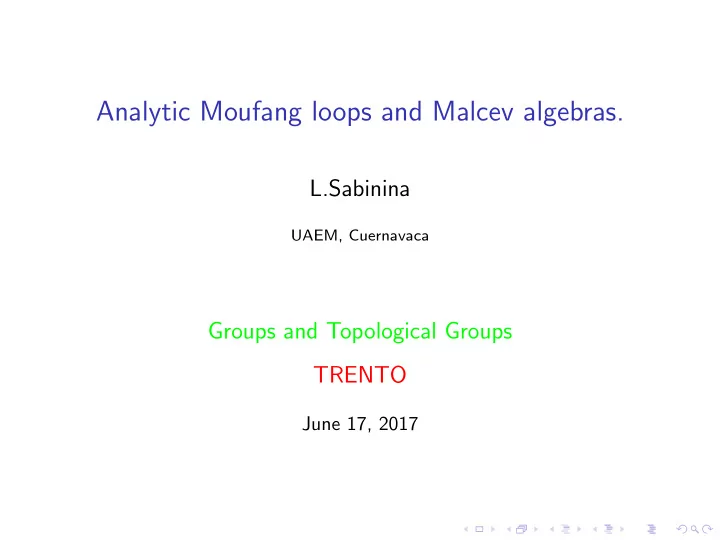 analytic moufang loops and malcev algebras