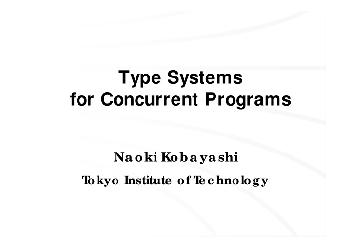 type systems for concurrent programs