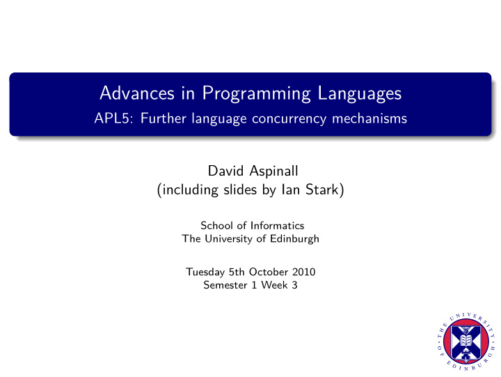 advances in programming languages