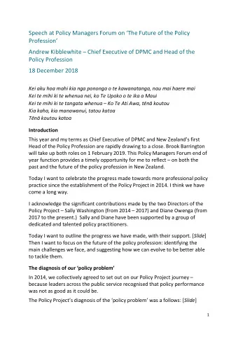 Speech at Policy Managers Forum on The Future of the Policy  Profession  Andrew Kibblewhite