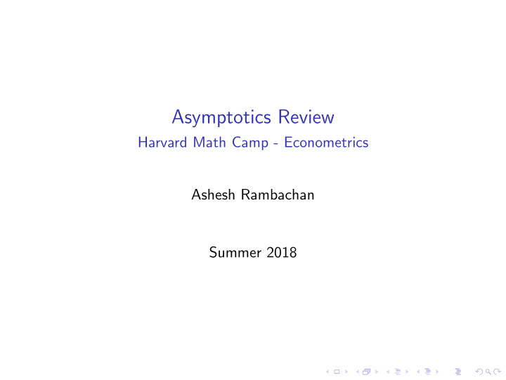asymptotics review