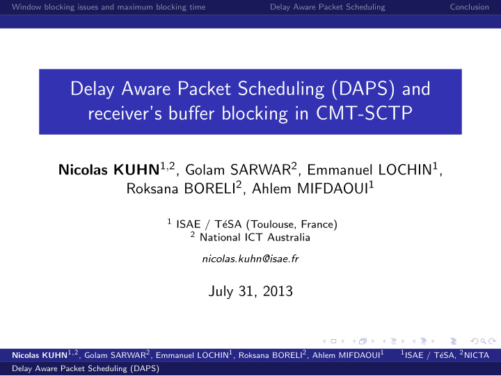 delay aware packet scheduling daps and receiver s buffer