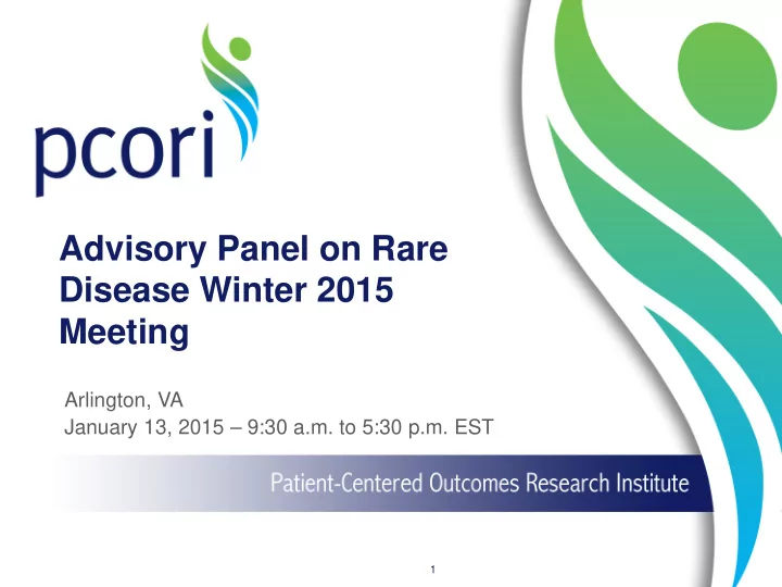 advisory panel on rare disease winter 2015 meeting