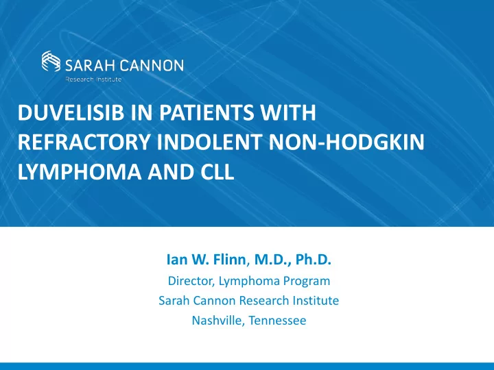 duvelisib in patients with refractory indolent non