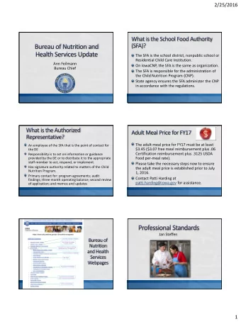 2/25/2016  The SFA is the school district, nonpublic school or  Residential Child Care Institution.