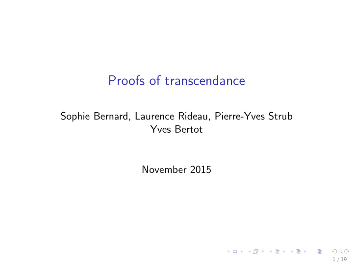 proofs of transcendance