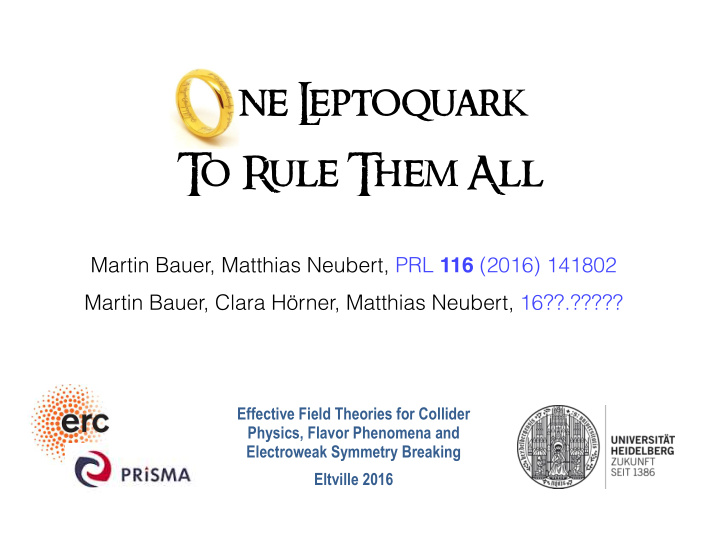 ne l eptoquark t o rule them all