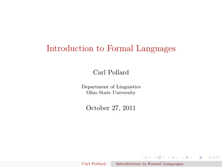 introduction to formal languages