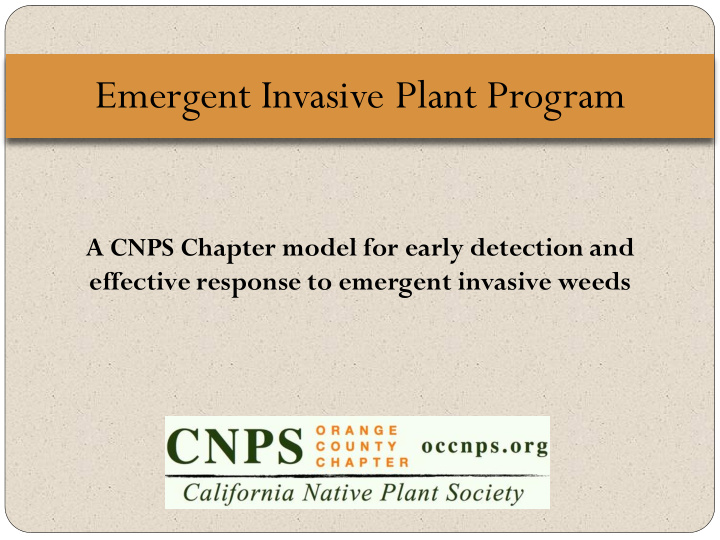 emergent invasive plant program