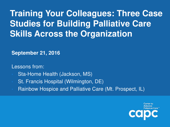studies for building palliative care