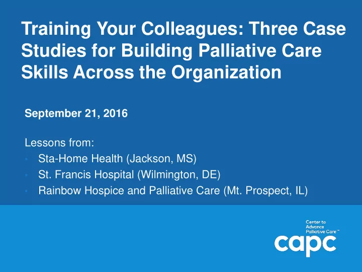 studies for building palliative care