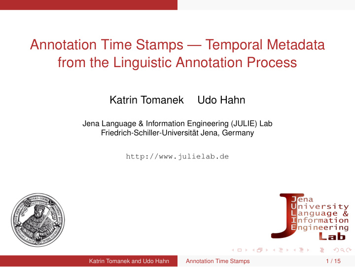 annotation time stamps temporal metadata from the