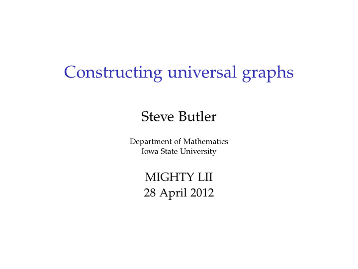 constructing universal graphs