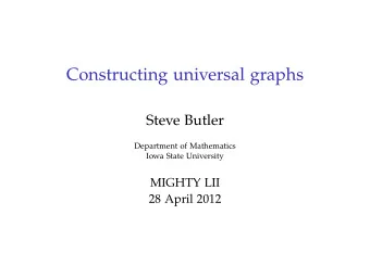 Constructing universal graphs  Steve Butler  Department of Mathematics  Iowa State University