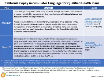 California Copay Accumulator Language for Qualified Health Plans  Plan  Source  Cost-sharing for