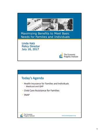 Todays Agenda  Health Insurance for Families and Individuals  Medicaid and QHP  Child