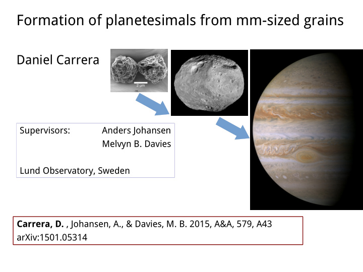 formation of planetesimals from mm sized grains