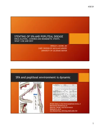 SFA and popliteal environment is dynamic  Nitinol Stents in the Femoropopliteal Artery: A