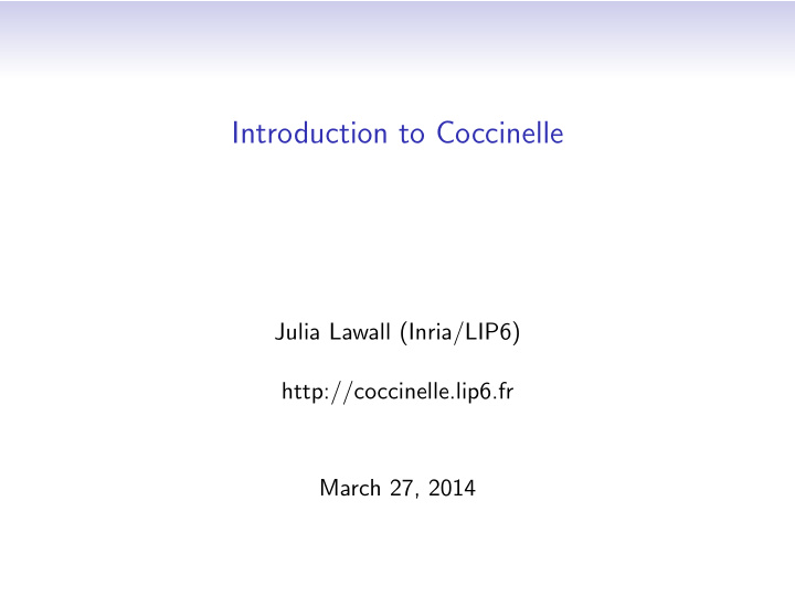 introduction to coccinelle