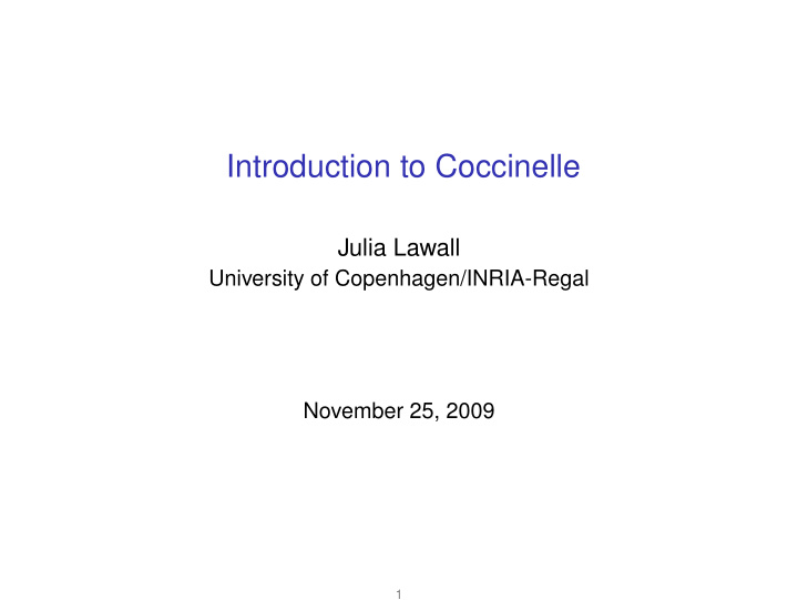 introduction to coccinelle