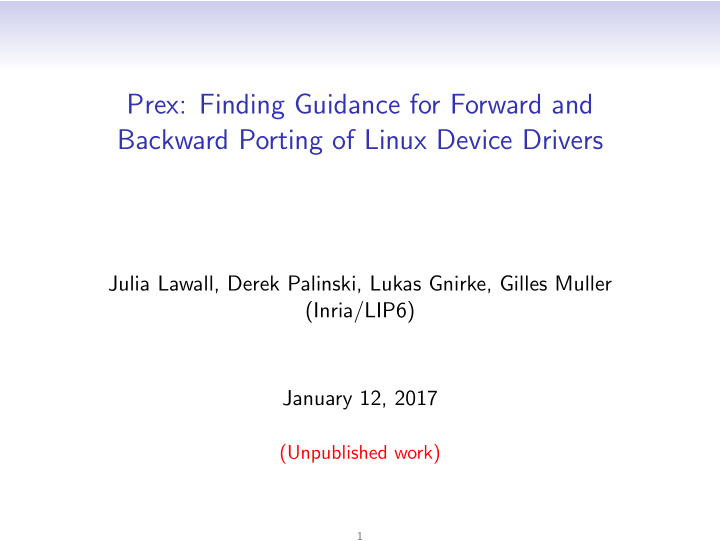 prex finding guidance for forward and backward porting of