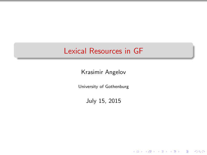 lexical resources in gf