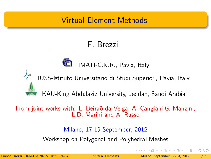 virtual element methods f brezzi