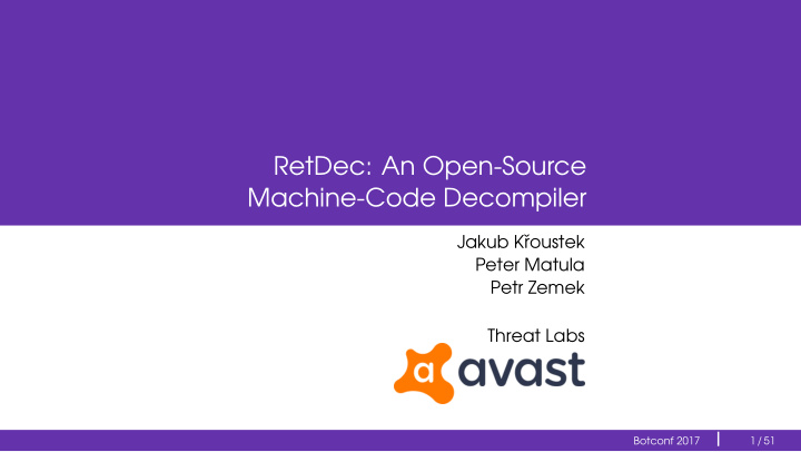 retdec an open source machine code decompiler