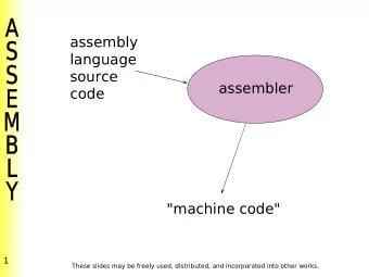 assembly  language  source  assembler  code  &quot;machine code&quot;  1  These slides may be
