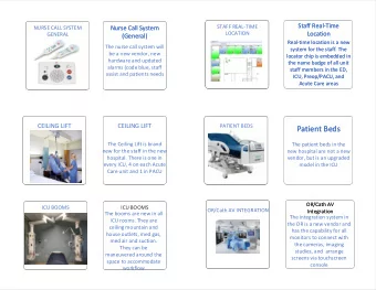 Patient Beds  Patient Beds  The Ceiling Lift is brand  The patient beds in the  new for the staff
