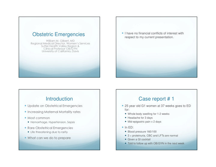 obstetric emergencies
