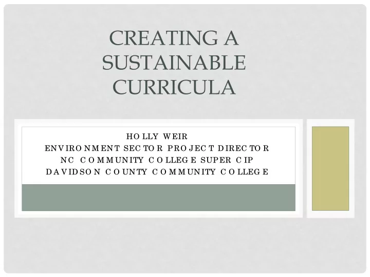 creating a sustainable curricula
