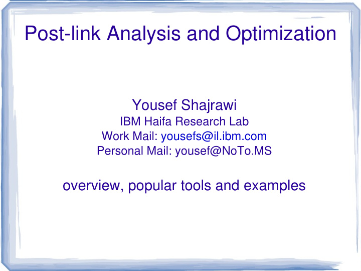 post link analysis and optimization