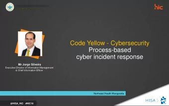 Process-based  cyber incident response  Mr Jorge Silveira  Executive Director of Information