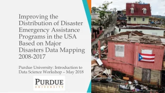 Improving the  Distribution of Disaster  Emergency Assistance  Programs in the USA  Based on Major