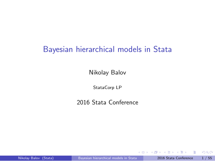 bayesian hierarchical models in stata