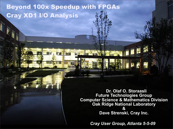 dave strenski cray inc cray user group atlanta 5 5 09