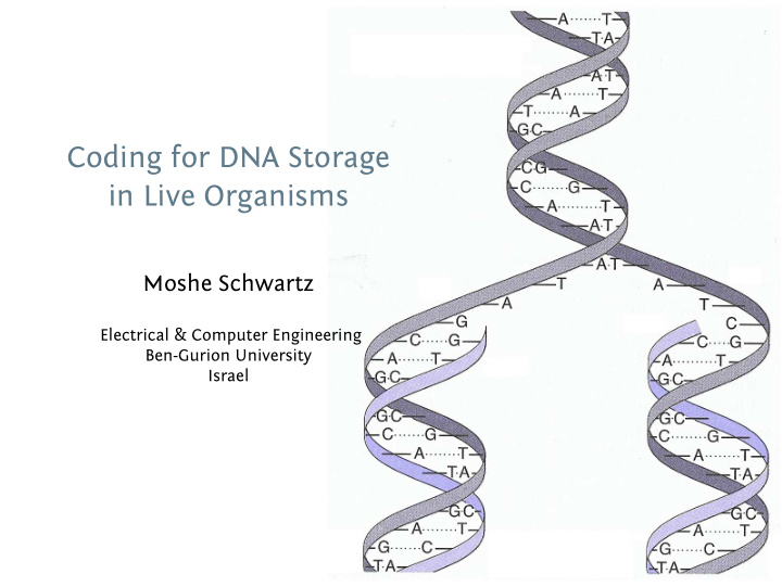 coding for dna storage in live organisms