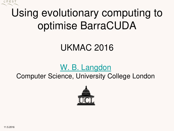using evolutionary computing to optimise barracuda