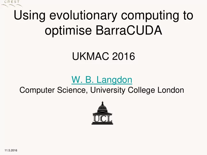 using evolutionary computing to optimise barracuda