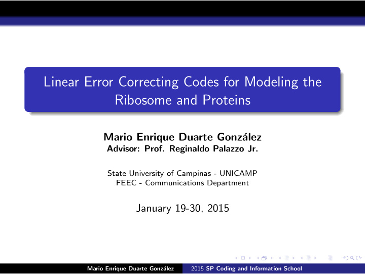 linear error correcting codes for modeling the ribosome