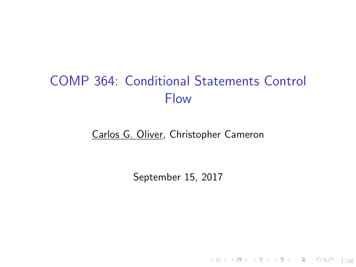 comp 364 conditional statements control flow
