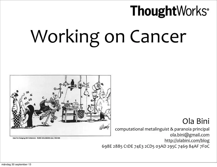 working on cancer