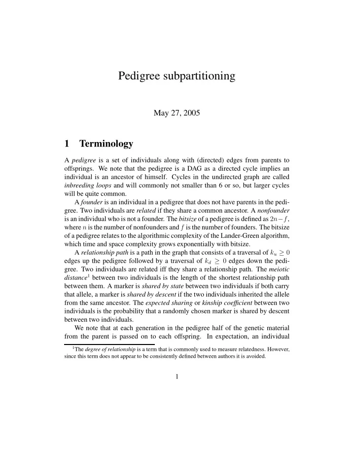 pedigree subpartitioning