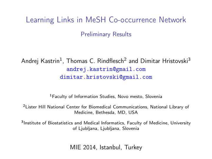 learning links in mesh co occurrence network