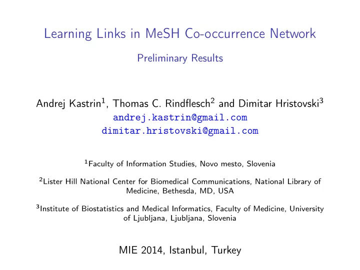 learning links in mesh co occurrence network