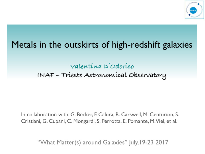 metals in the outskirts of high redshift galaxies