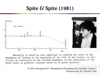 Spite &amp; Spite (1981) in: IAU colloquium 68 Astrophysical Parameters for Globular