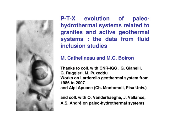 p t x evolution of paleo hydrothermal systems related to