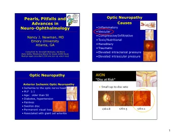 Pearls, Pitfalls and  Causes  Advances in   Inflammatory  Neuro-Ophthalmology   Vascular